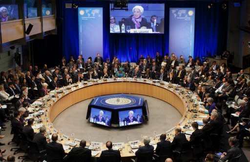 IMF Managing Director Christine Lagarde speaks at the World Bank in Washington, DC. The International Monetary Fund wrapped up meetings with its coffers to fight the eurozone crisis $430 billion richer