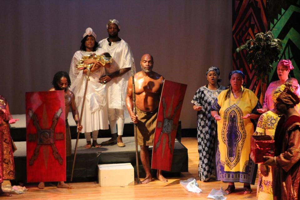 The Nia Performing Arts ensemble in the ‘Birth of Baby Jesus’ scene in a past production of “Black Nativity.”
