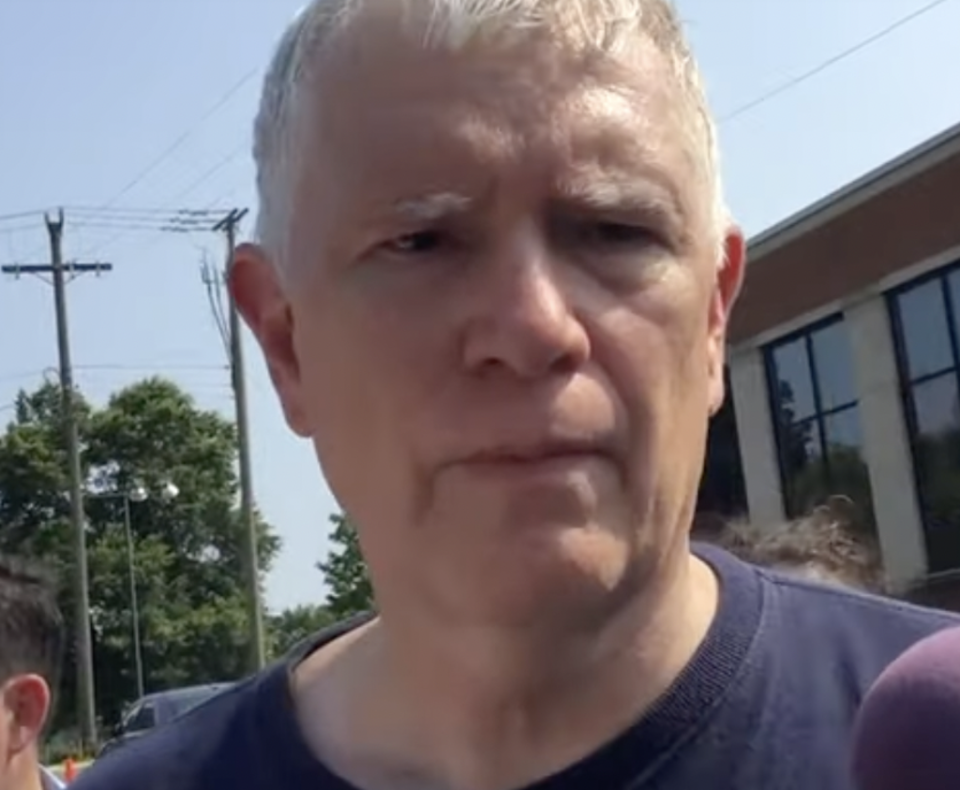 Mo Brooks in footage taken soon after a shooting at the 2017 Congressional baseball game (Mo Brooks campaign ad)