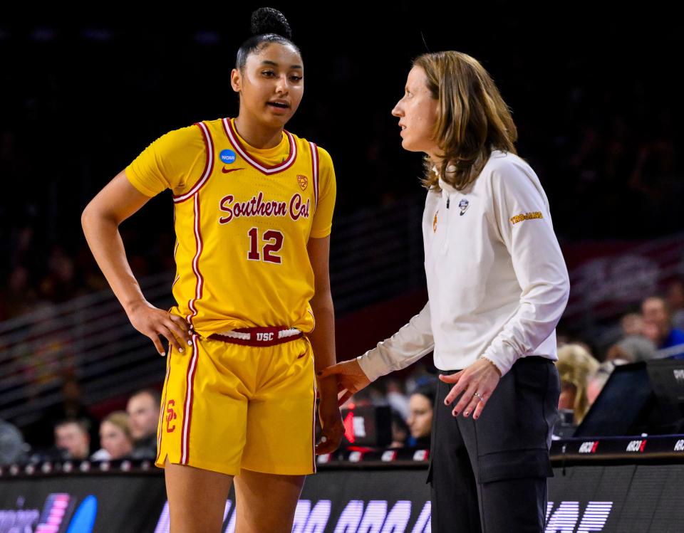 When Lindsay Gottlieb is talking to JuJu Watkins about spacing the floor or ripping rebounds and creating transition offense, she’s talking about her experience game planning for Giannis Antetokounmpo and Ja Morant.