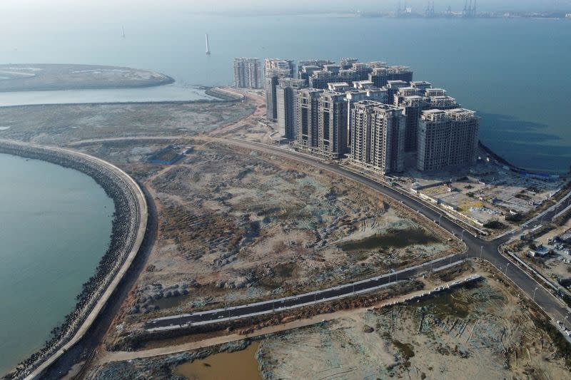 FILE PHOTO: Buildings developed by China Evergrande Group on the manmade Ocean Flower Island in Danzhou