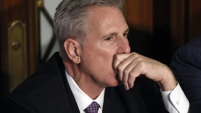 Kevin McCarthy looks meditative in the House chamber.