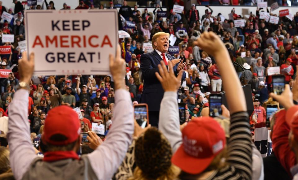 President Trump speaks at a "Keep America Great" rally in Bossier City, La., on Nov. 14. (Photo: Mandel Ngan/AFP via Getty Images)