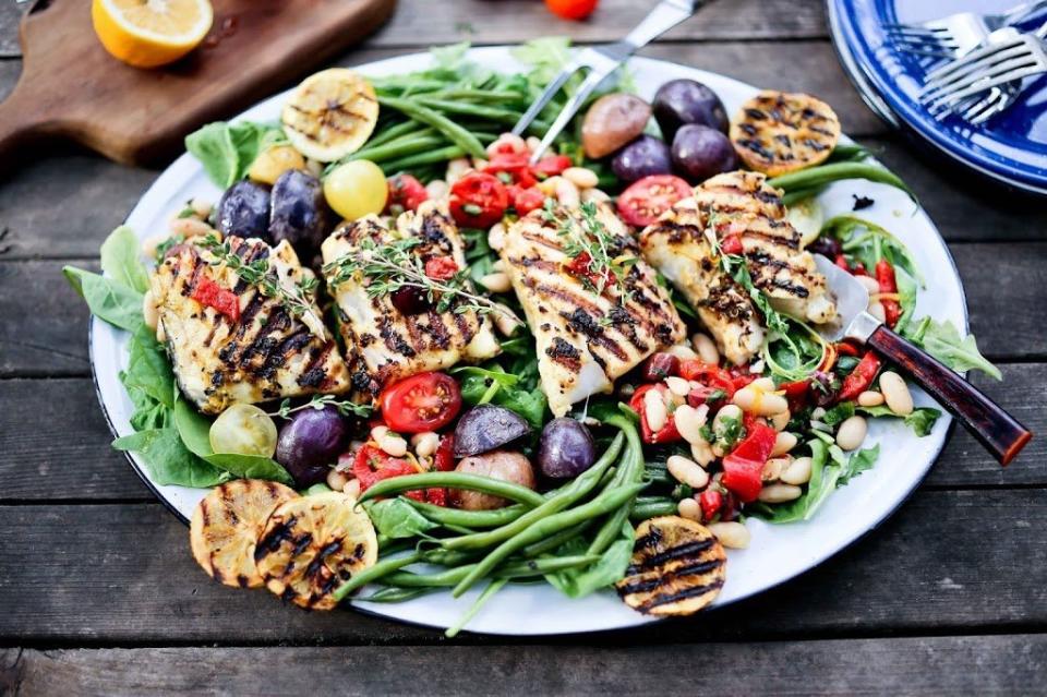 <strong>Get the <a href="http://www.feastingathome.com/nicoise-salad-with-grilled-fish/" target="_blank">Nicoise Salad With Grilled Fish recipe</a> from Feasting at Home</strong>