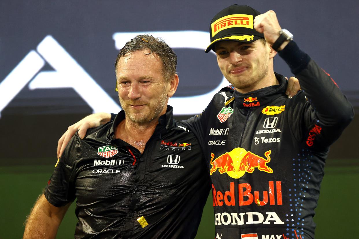 Christian Horner and Max Verstappen