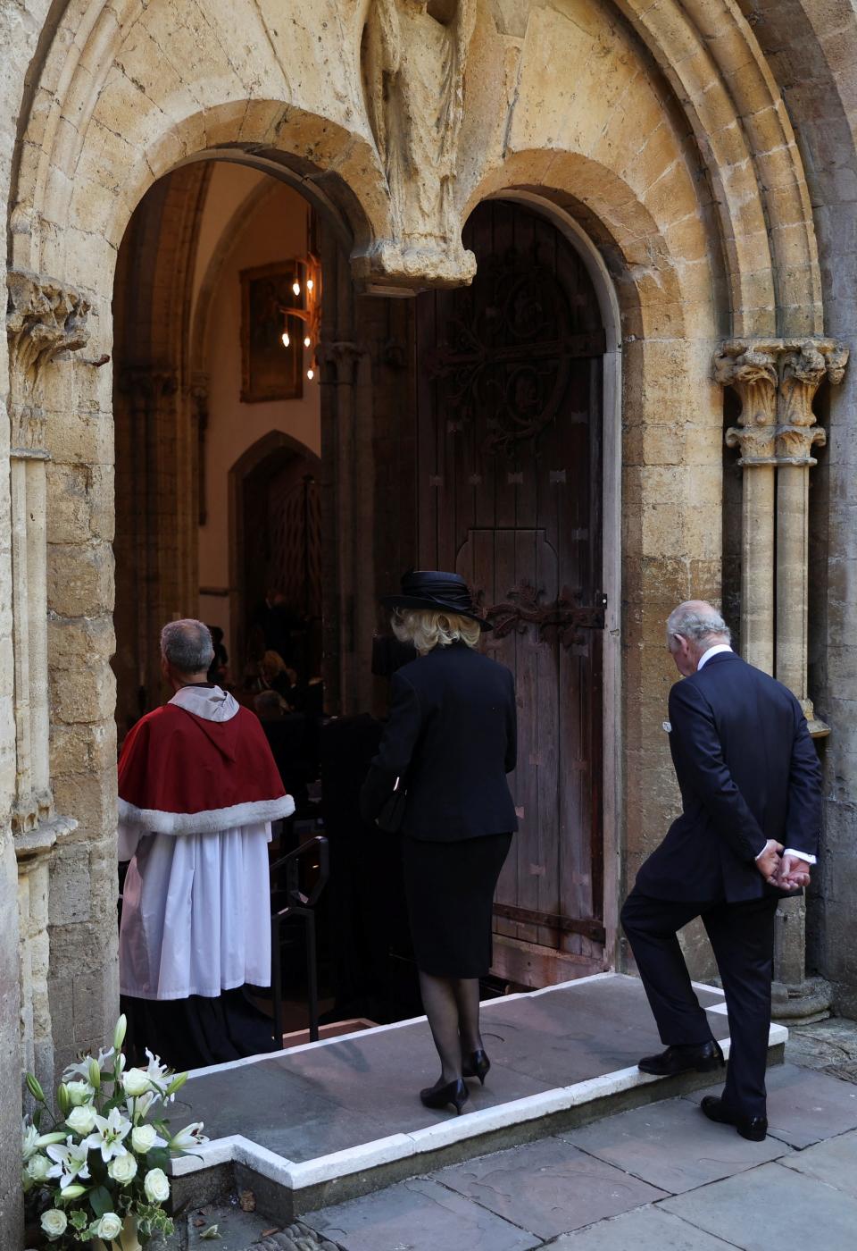 Charles enters the Cathedral to pay his respects (REUTERS)