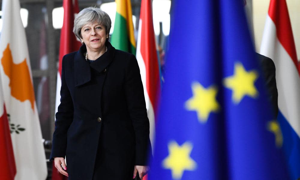 Theresa May arriving at the European council meeting in Brussels