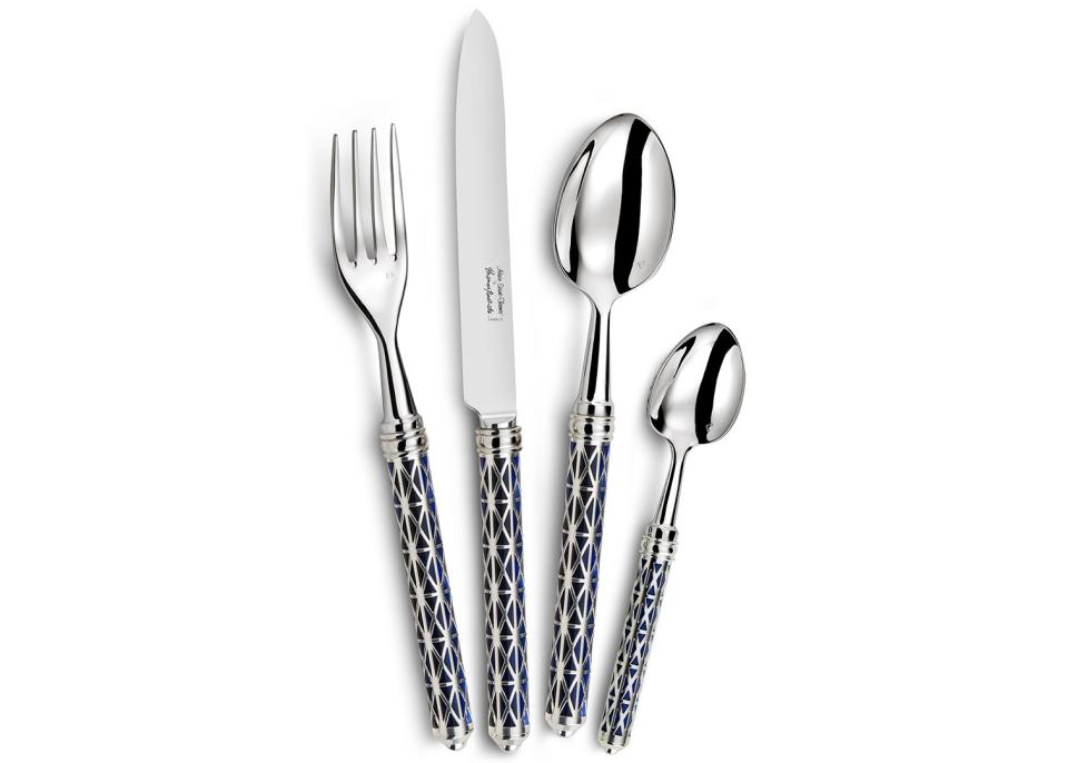 <p><a href="https://marymahoney.com/products/louxor-silver-dark-blue-5-piece-place-setting" rel="nofollow noopener" target="_blank" data-ylk="slk:Shop Now;elm:context_link;itc:0;sec:content-canvas" class="link ">Shop Now</a></p><p>Louxor 5-Piece Place Setting</p><p>Mary Mahoney</p><span class="copyright">Alain St. Joanis</span>