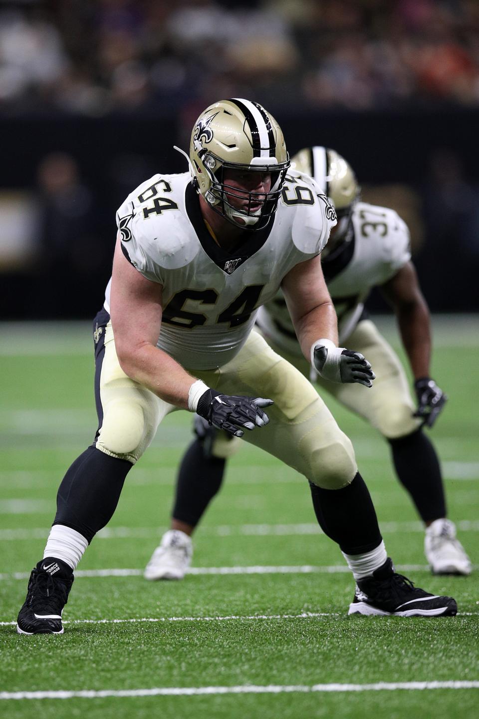 NEW ORLEANS, LOUISIANA - AUGUST 09: Will Clapp #64 of the New Orleans Saints during a preseason game at the Mercedes Benz Superdome on August 09, 2019 in New Orleans, Louisiana. (Photo by Chris Graythen/Getty Images)