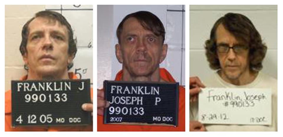 Joseph P. Franklin in booking photos taken in 2005, 2007 and 2012