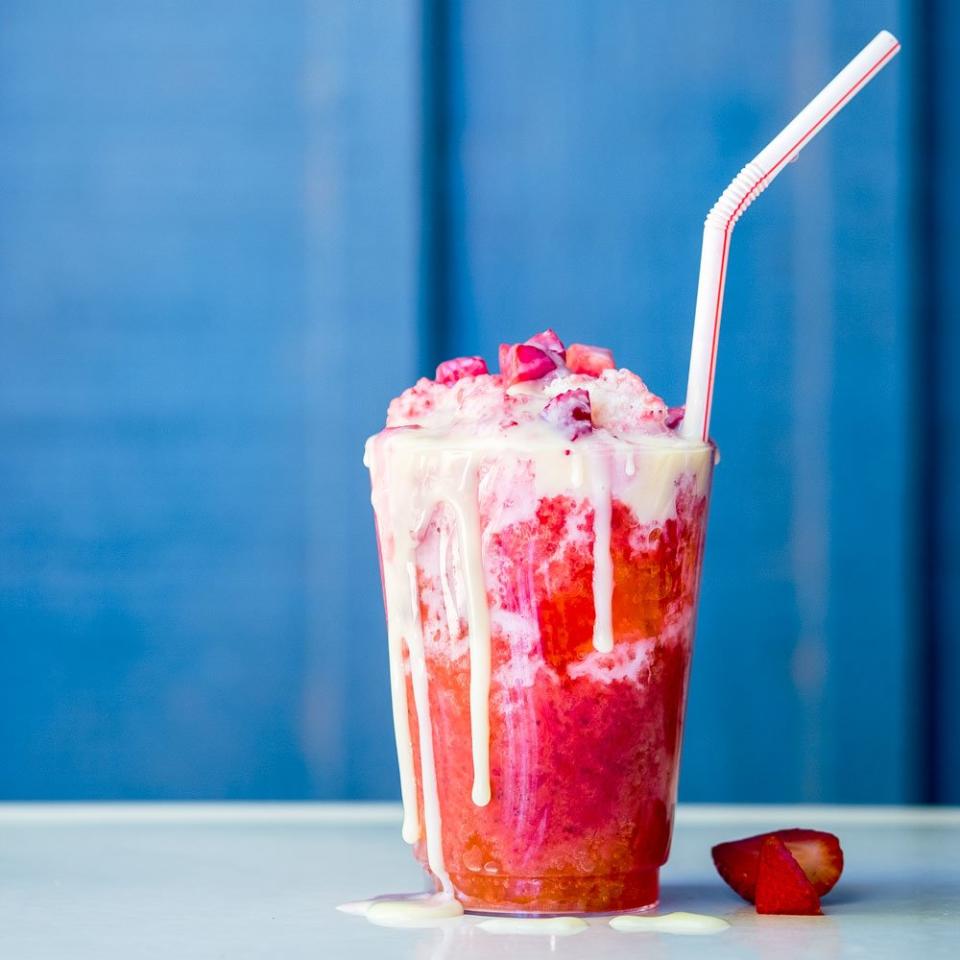 Strawberries and Milk Shaved Ice (Raspado)