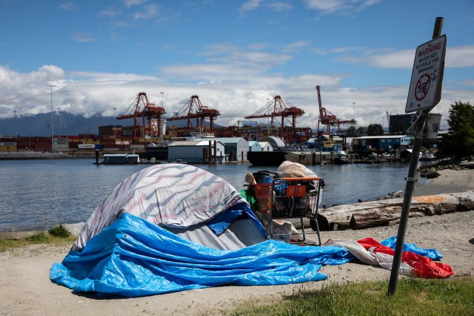 Tent city at CRAB park in Downtown Eastside, Vancouver on Jun 22, 2022.