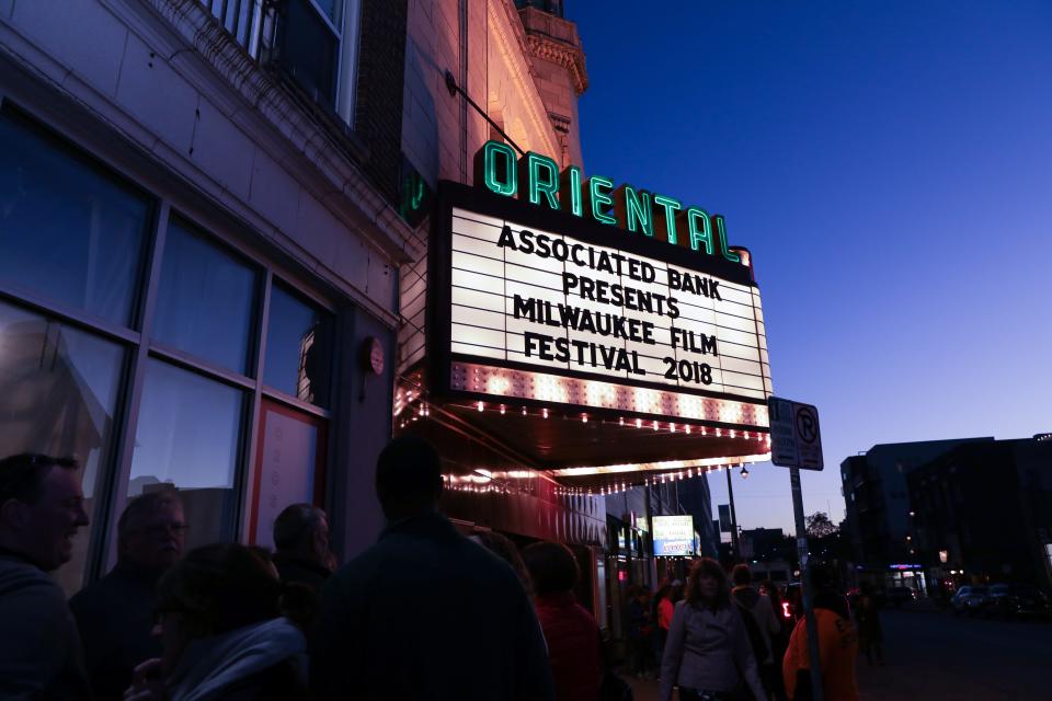 Moviegoers line up for the 2018 Milwaukee Film Festival at the Oriental Theatre.