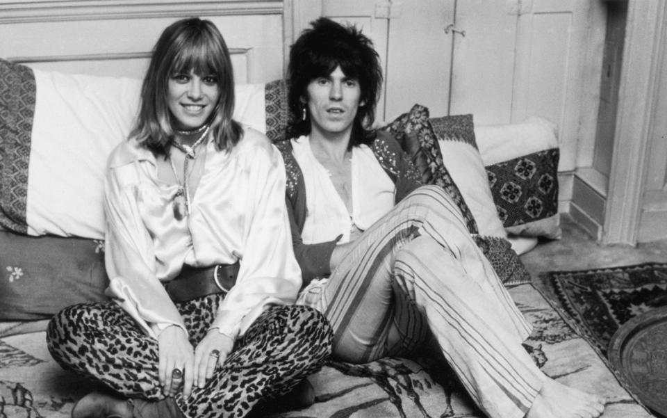 Rolling Stone Keith Richards and his girlfriend Anita Pallenberg, 9th December 1969. - Credit: McCarthy/HULTON ARCHIVE