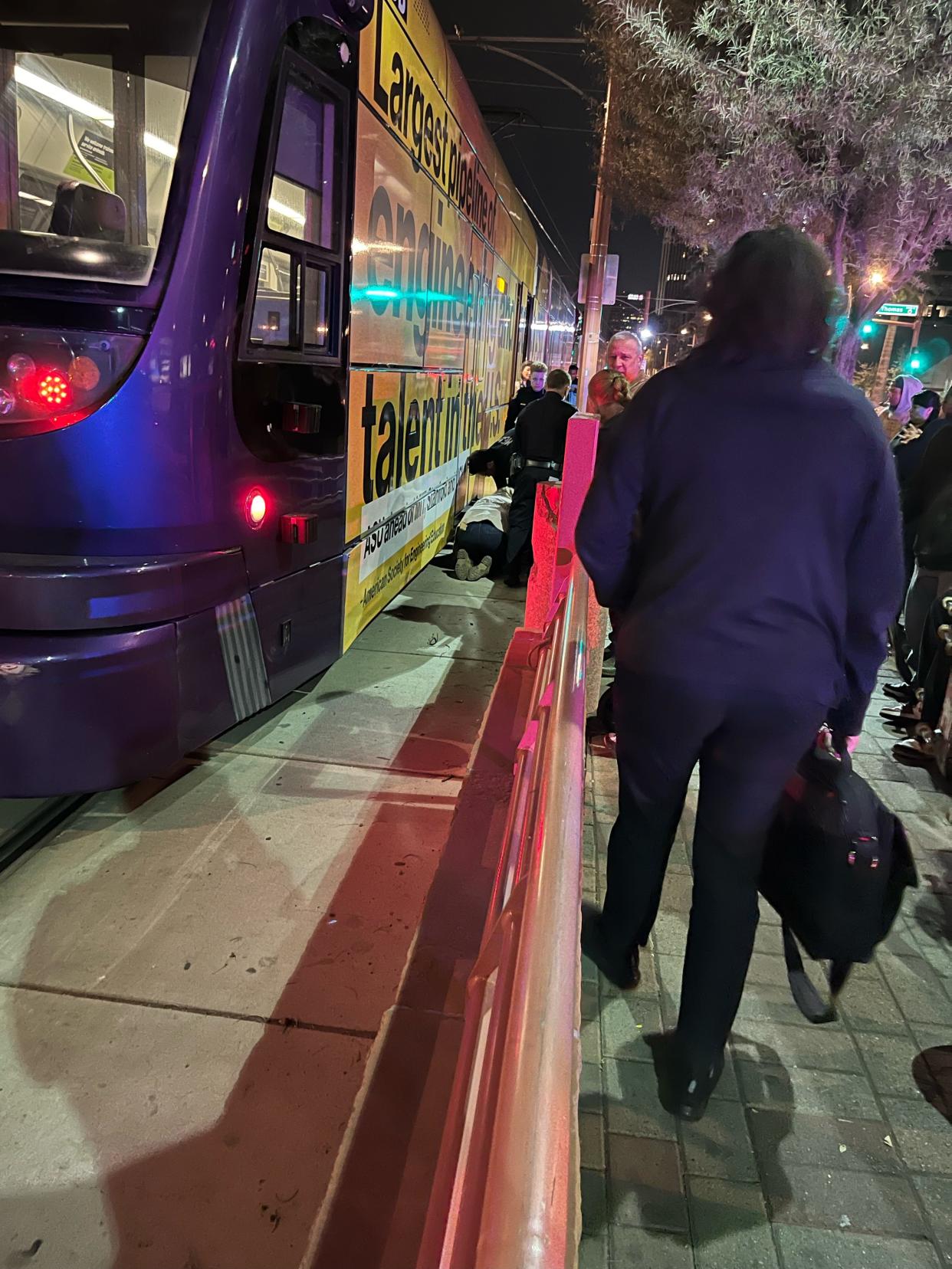 Light rail in a light rail Phoenix.