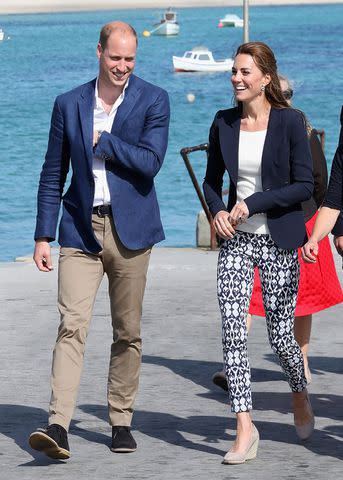 <p>Chris Jackson - WPA Pool/Getty</p> Prince William and Kate Middleton visit the Island of St Martin's in the Scilly Isles in 2016.