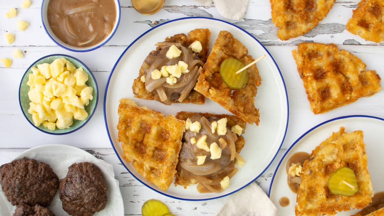 tater tot waffles and burgers