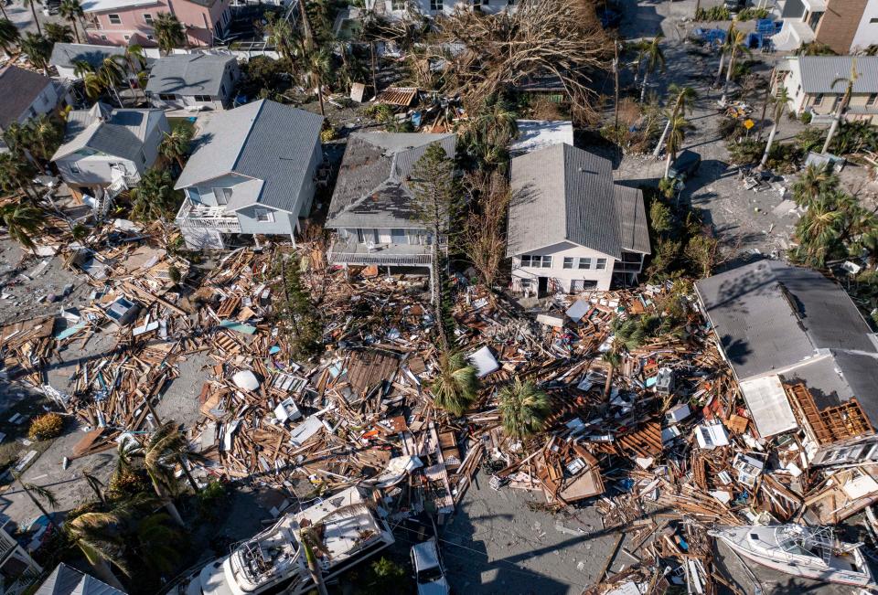 Damage to homes on Ft. Myers Beach after Hurricane Ian made landfall in 2022.