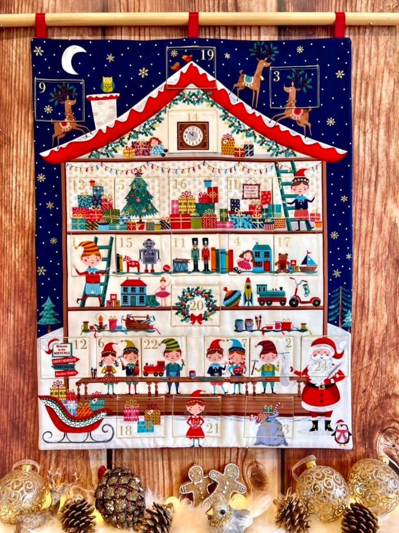 Santa’s Workshop Hanging Fabric Advent Calendar