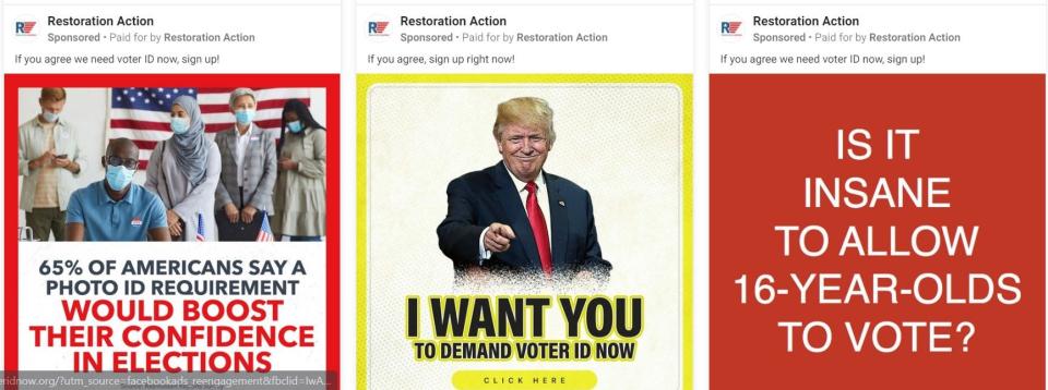 Restoration Action ads on Facebook