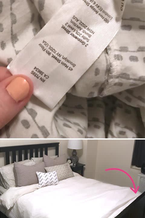 Use the tag on fitted sheets.