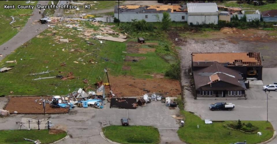 An EF-1 tornado touched down in Kent County on Thursday night at 90mph (145 kph), according to the National Weather Service (NWS) (Kent County Sheriff's Office)