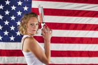 Modern pentathlon athlete Margaux Isaksen poses for a portrait during the 2012 U.S. Olympic Team Media Summit in Dallas, May 15, 2012.