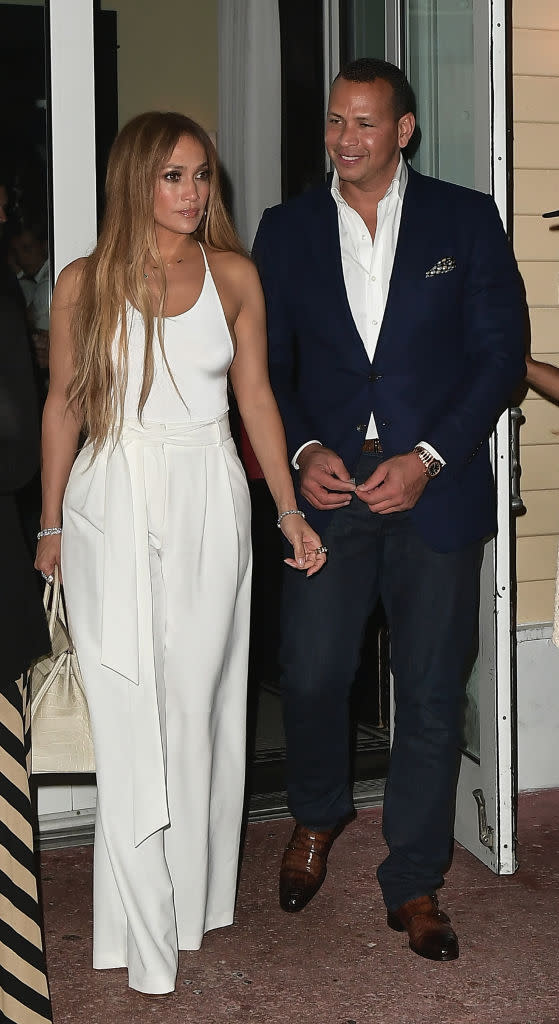 <p>The couple roamed Miami in late July wearing coordinated light looks. (Photo: Getty Images) </p>