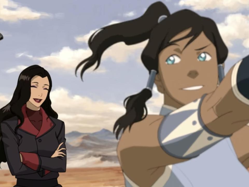 korra and asami laughing