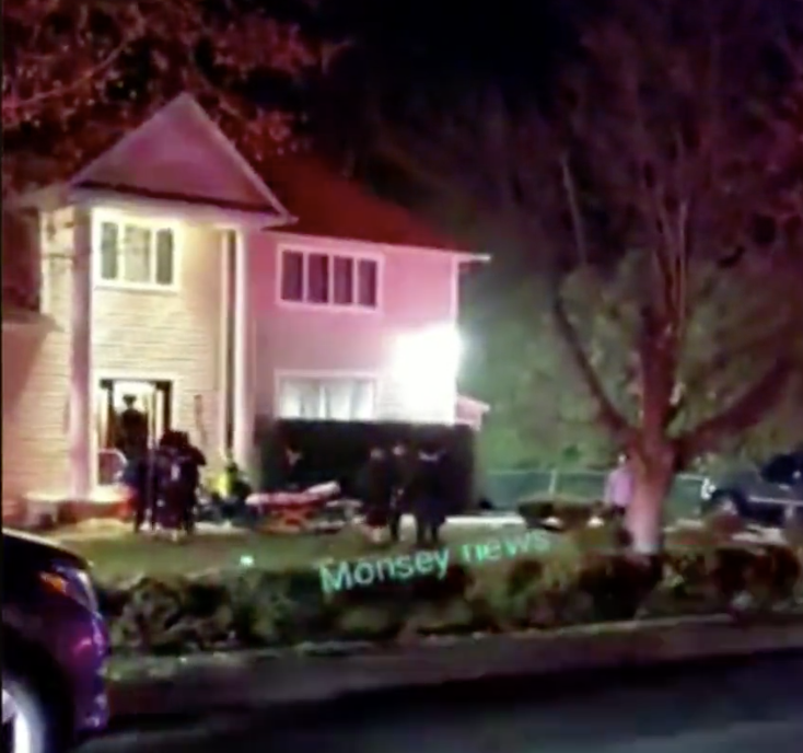 Emergency crews at the house of a Hasidic Rabbi where several people were stabbed. Source: CBS New York