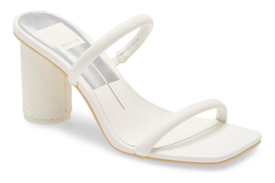 sandals, white, square toe, strappy, heels