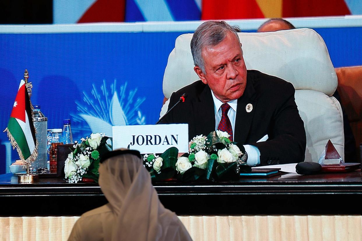 King of Jordan Abdullah II attends the International Peace Summit hosted by the Egyptian president in Cairo on Saturday (AFP via Getty Images)