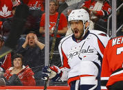 <p>Alex Ovechkin #8 of the Washington Capitals reacts after scoring a second-period goal against the New Jersey Devils during the game at Prudential Center on December 31, 2016 in Newark, New Jersey. (Photo by Andy Marlin/NHLI via Getty Images) </p>