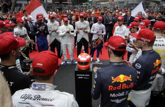 The drivers paid tribute to Niki Lauda before the Grand Prix (AP)