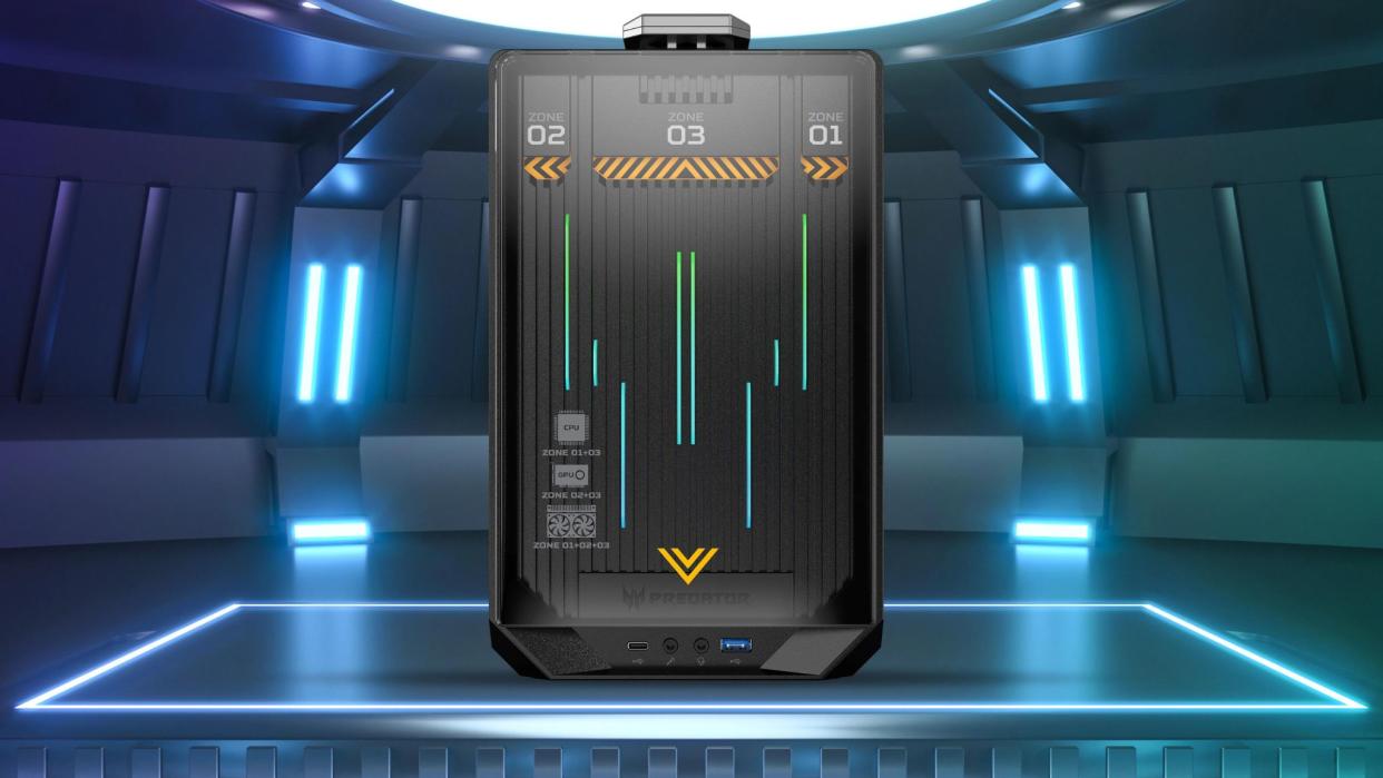  Acer Predator Orion X marketing image showing the front of the chassis 