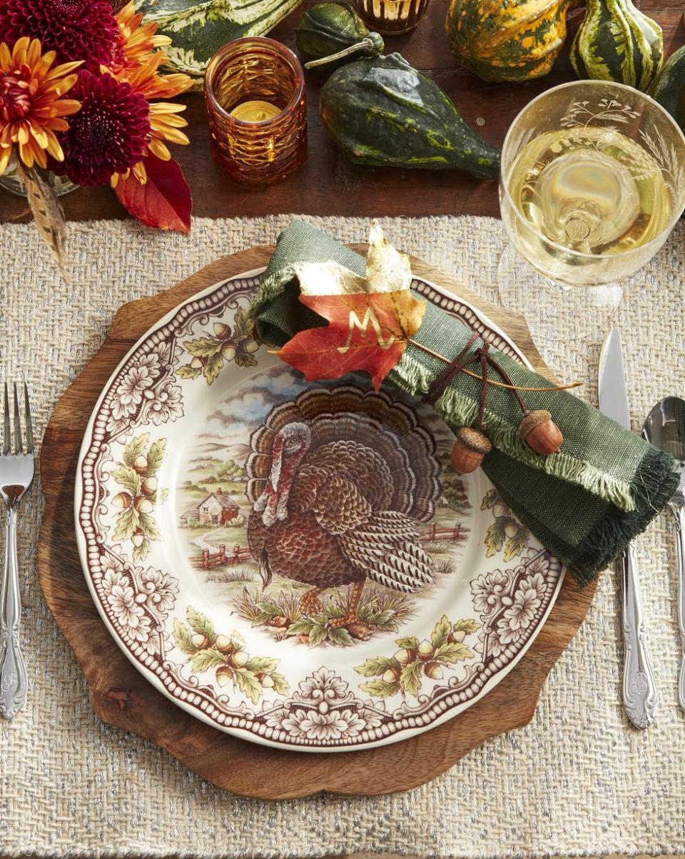 Leaf Place Card and Acorn Napkin Ring