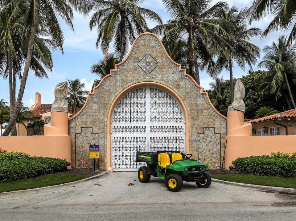 Main entrance to Mar-a-Lago facing S. Ocean Blvd. Thursday morning August 11, 2022.