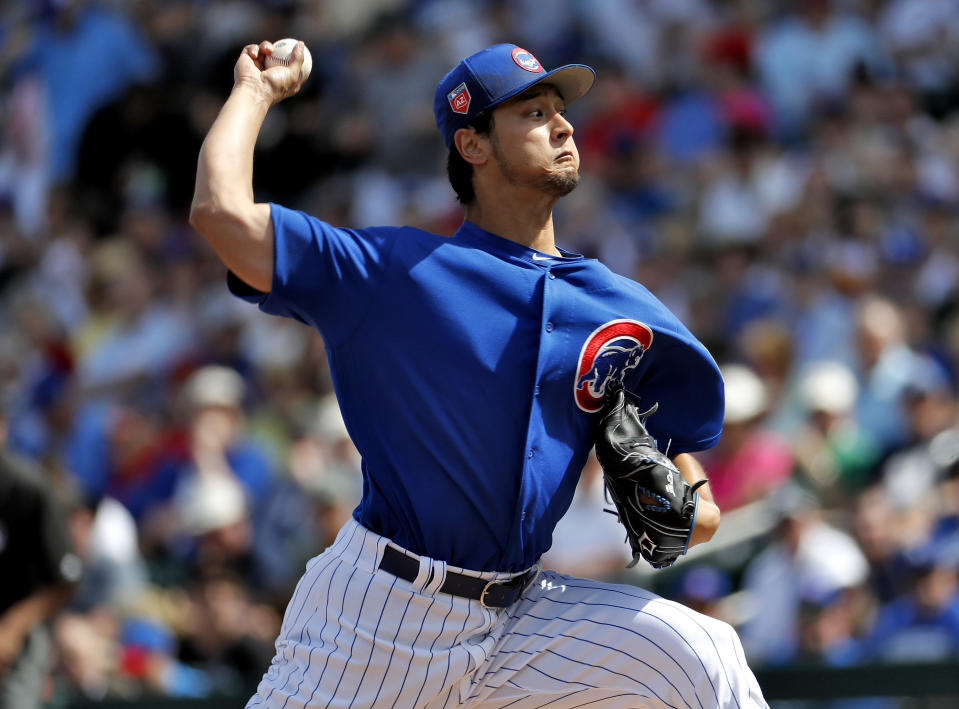 New Cubs starter Yu Darvish made his first start Tuesday since Game 7 of the 2017 World Series. (AP)