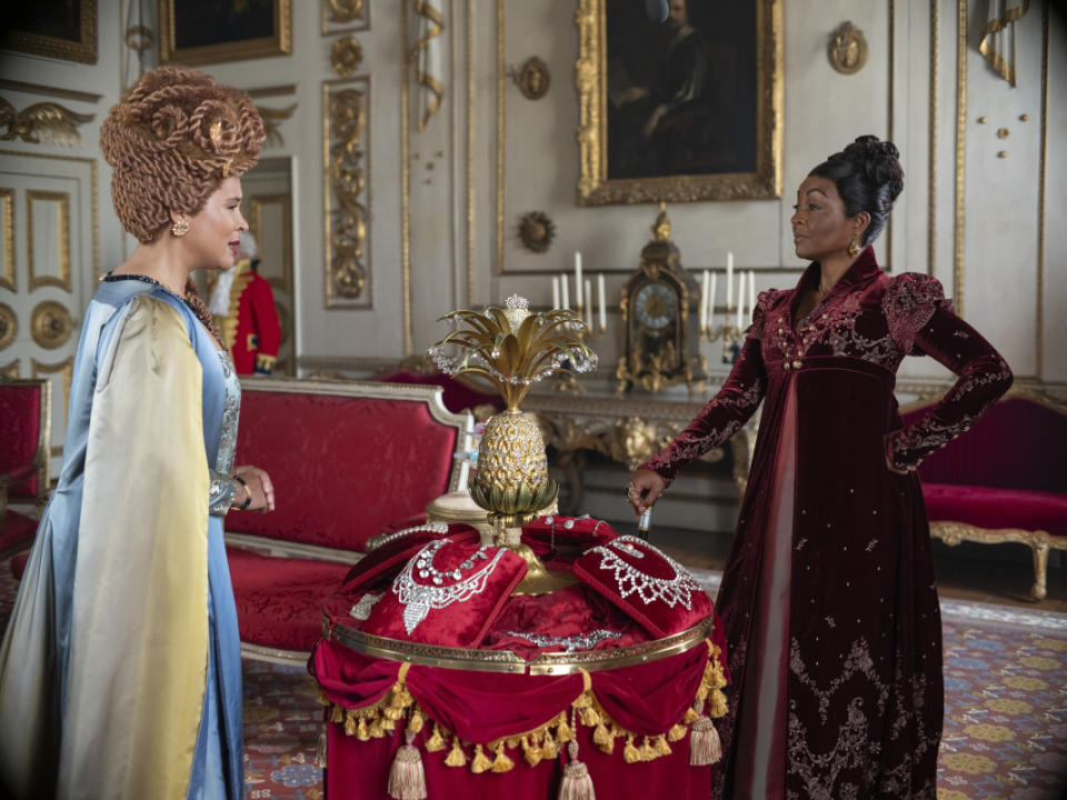 Queen Charlotte and Lady Danbury (Adjoa Andoh).<p>Photo: Courtesy of Netflix</p>