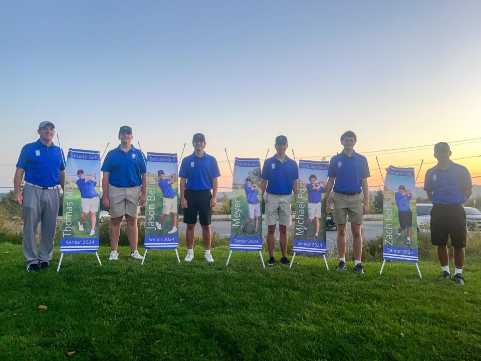 Scituate High golf seniors Michael Porter, Meyer Gack, Thomas McMellen, Zach Fernandez, and Jason Bellucci were honored before a recent match.