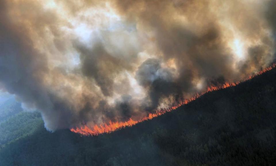 The Rainbow 2 fire, burning near Delta Creek, Alaska.