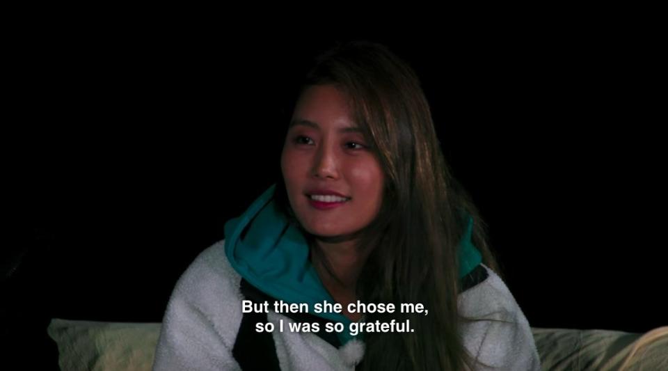 So-yeon smiles as Jin-taek says "But then she chose me so I was so grateful"