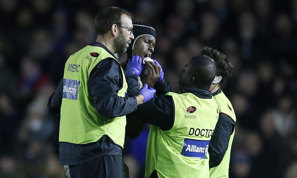 Maro Itoje suffered a broken jaw in Saracens’ defeat to Harlequins on Sunday.