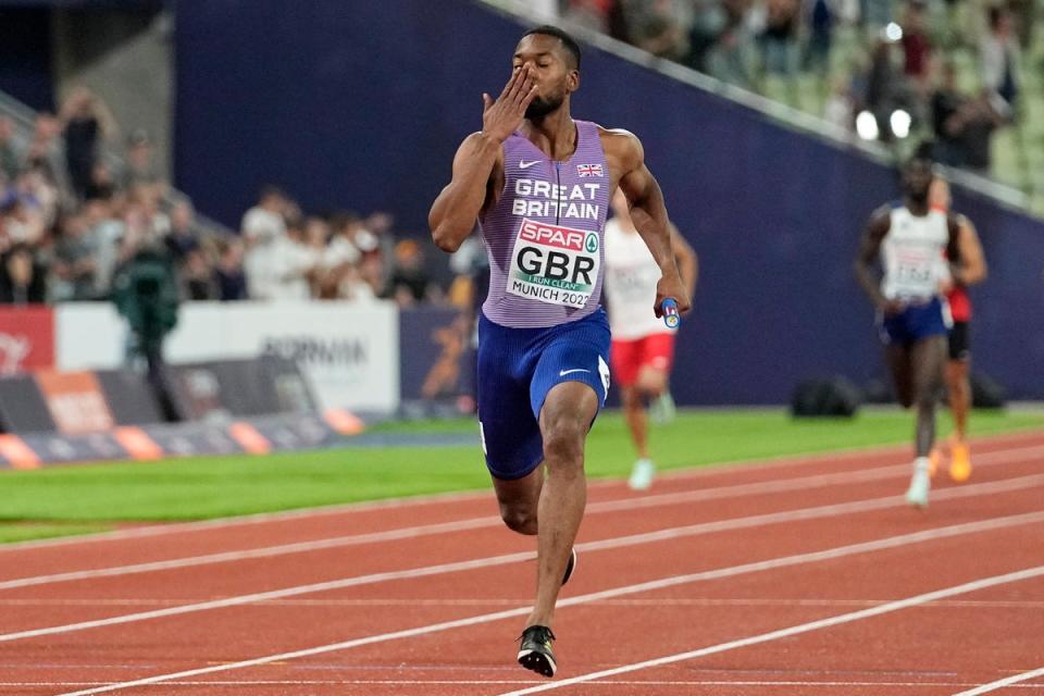 Nethaneel Mitchell-Blake ran the final leg (Martin Meissner/AP) (AP)