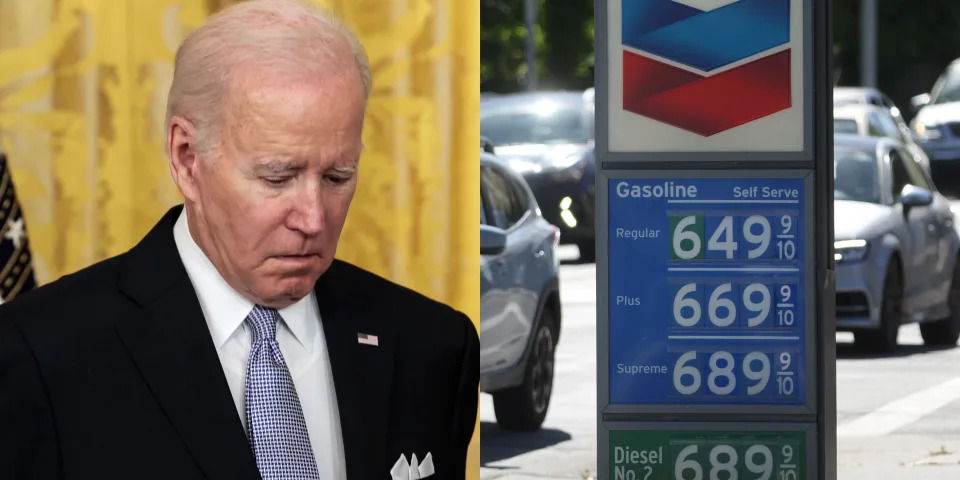 President Biden; gas prices in San Francisco, California on May 20, 2022