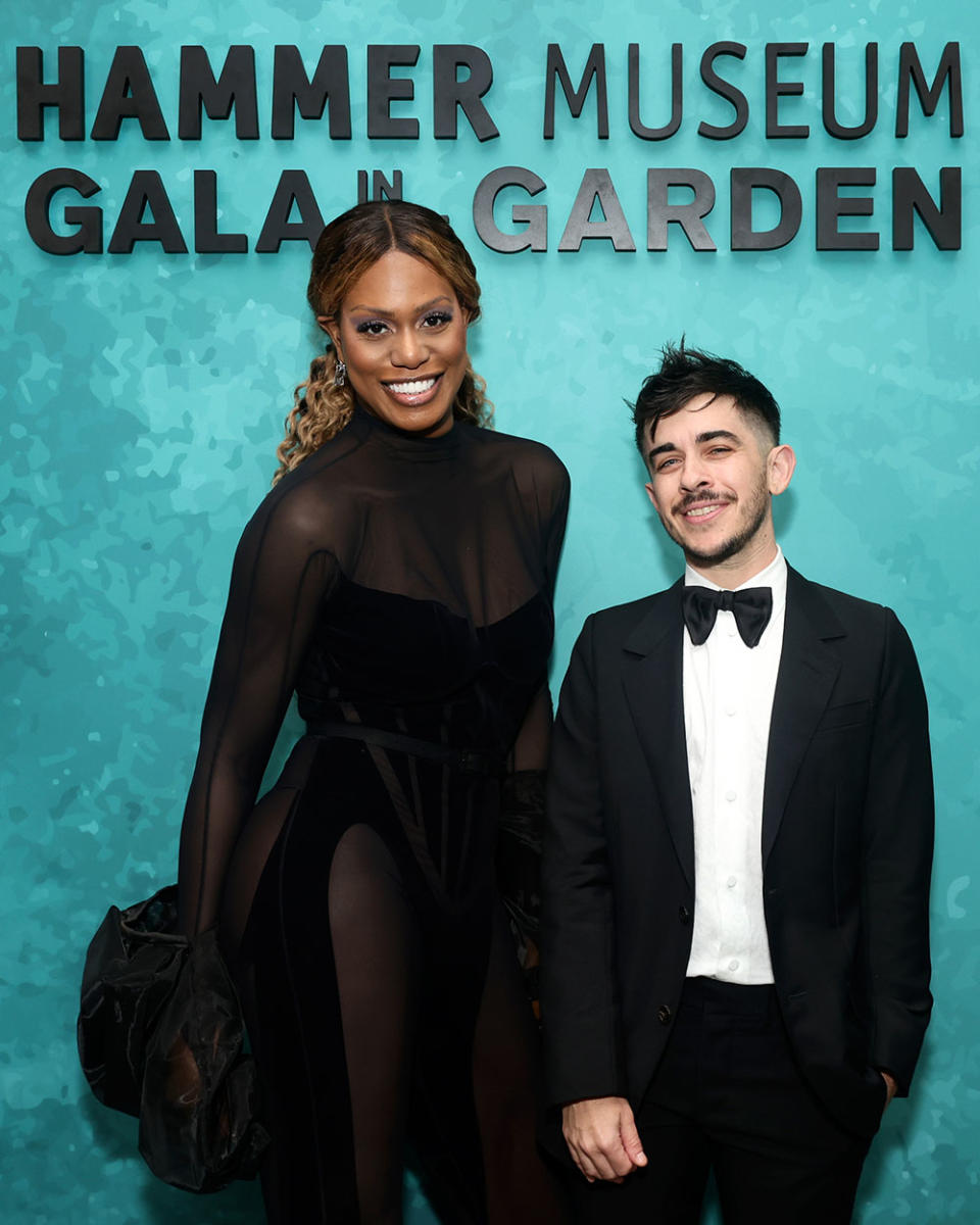 (L-R) Laverne Cox and honoree Chase Strangio attend Hammer Museum's 18th Annual Gala in the Garden on October 08, 2022 in Los Angeles, California.
