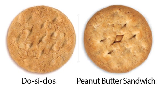 Girl Scout Cookie comparisons: Do-si-dos vs. Peanut Butter Sandwich. Girl Scouts of the USA/Enrique Rodriguez composite