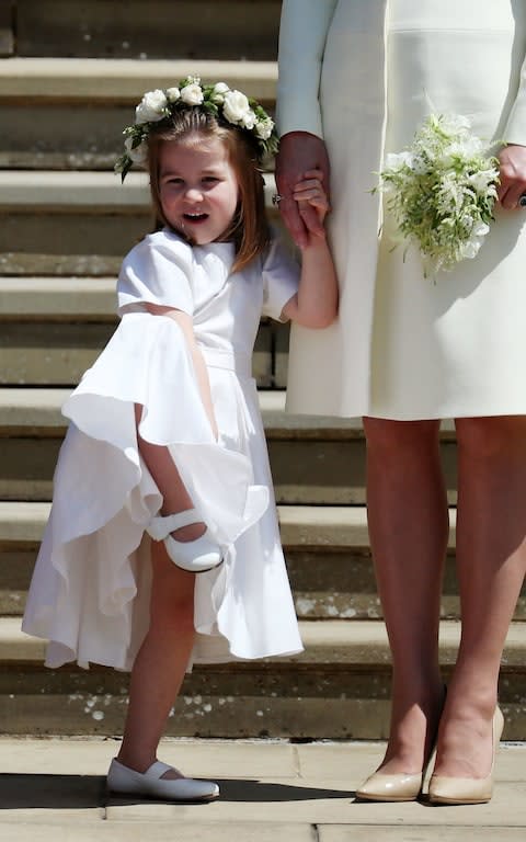 Princess Charlotte on the steps of St George's Chapel in Windsor Castle  - Credit: Jane Barlow/PA