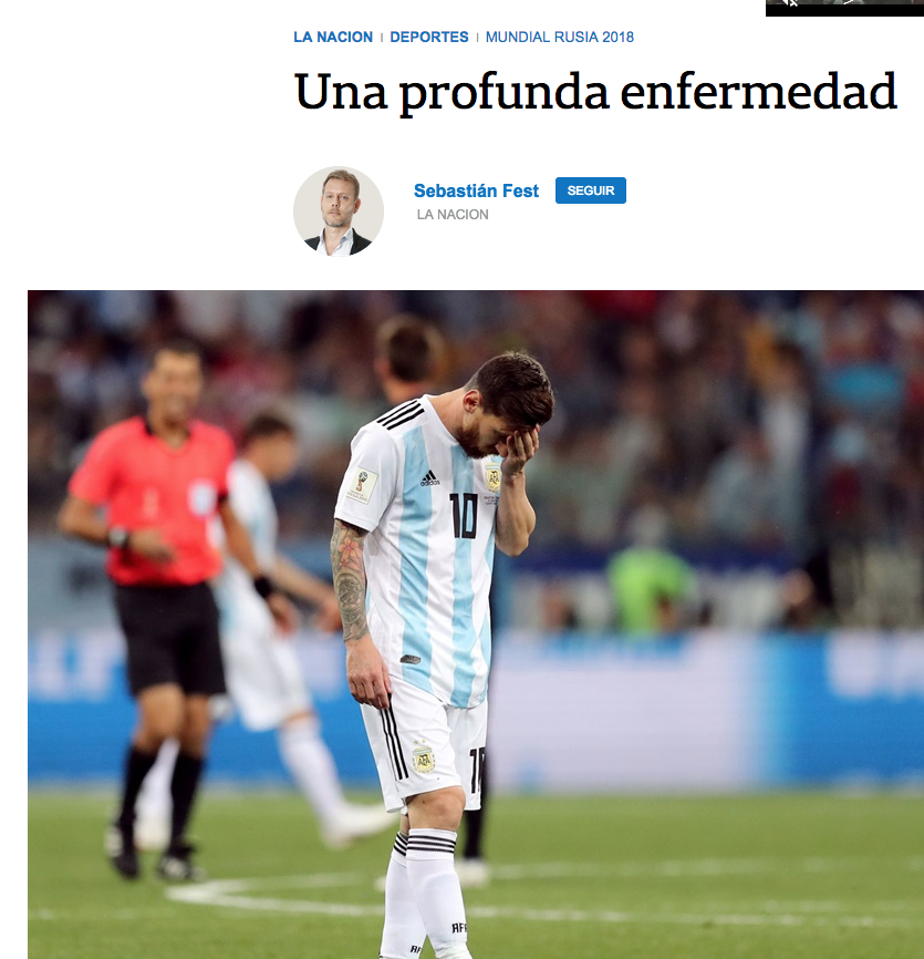 La Nacion said Argentina’s national side are affected by ‘a deep sickness’. (Twitter)