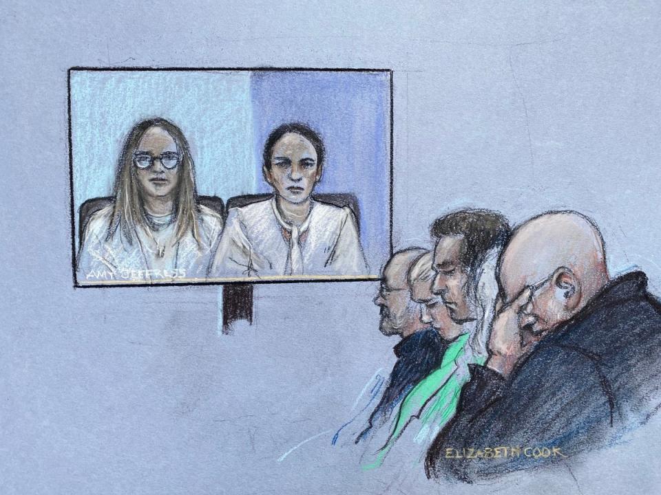 US citizen Anne Sacoolas (on screen right), making an appearance at the Old Bailey in London, via video-link from the United States (PA)